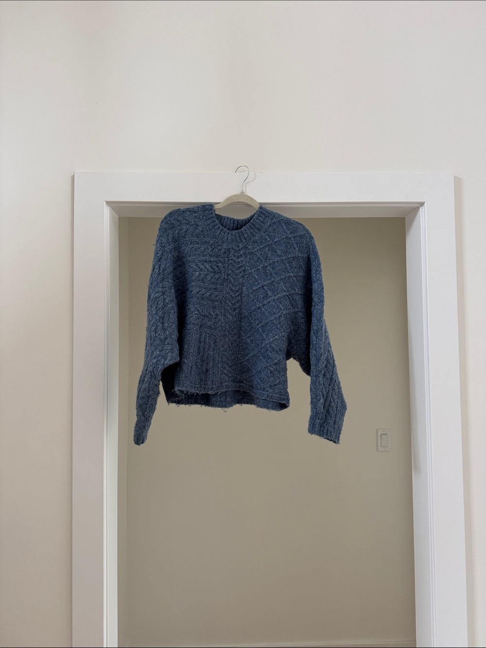 Abercrombie & Fitch Slate Blue Cable Knit Crewneck Sweater